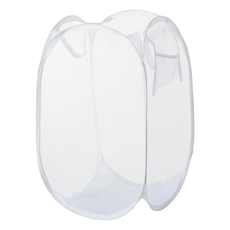 Laundry Basket Foldable Mesh Storage Bag For Dirty Clothes Organizer In Bathroom Washing Room Home Use