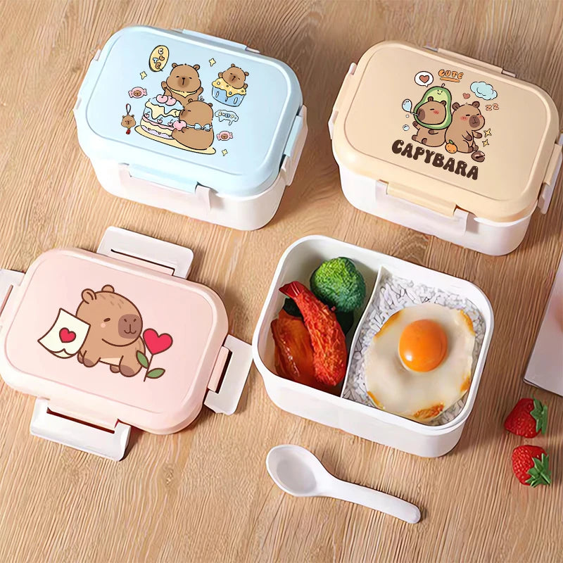 Capybara Bento Lunch Box Cartoon Figure Printed Lunch Box Kids Boys Girl School Food Storage Containers Children Birthday Gifts