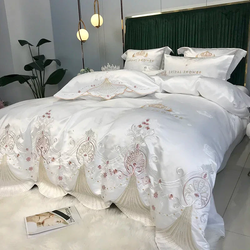 Euro Linens Bedding Set Cotton Duvet Cover Embroidery Sheet Bed Linen 2 Bedrooms Bed Cover Set Double Bed Sheet Quilt Cover