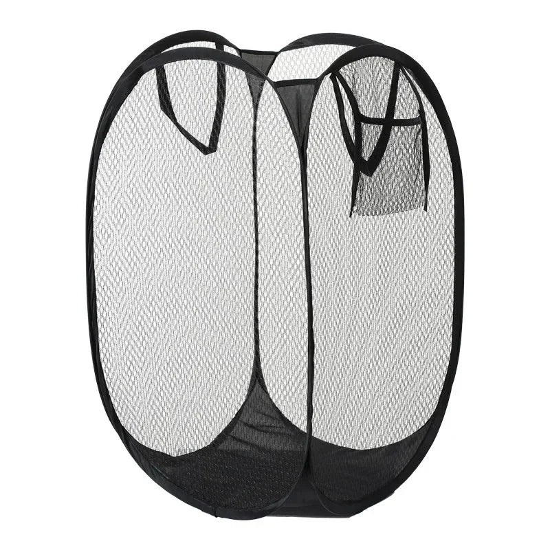 Laundry Basket Foldable Mesh Storage Bag For Dirty Clothes Organizer In Bathroom Washing Room Home Use