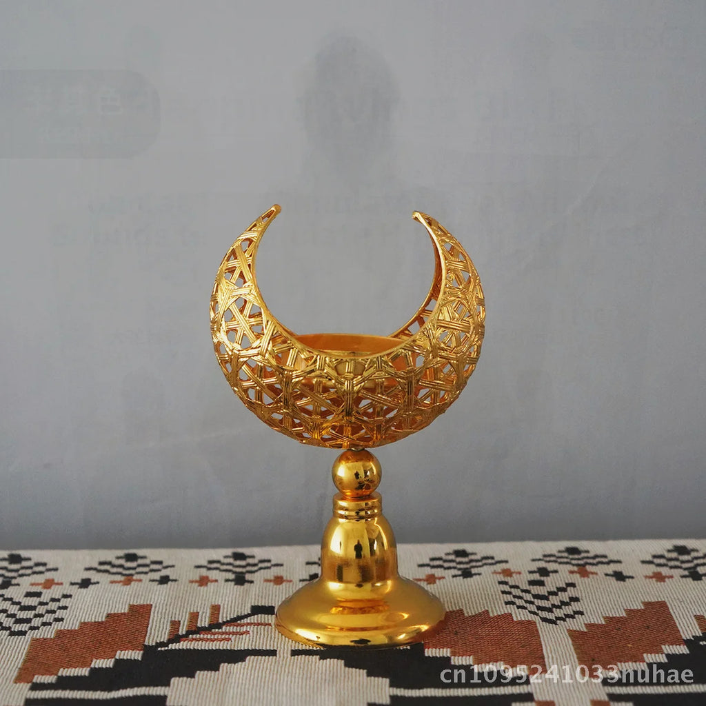 Iron Candle Holder Aromatherapy Stove Moon Shape Home Bedroom Decor Modern Minimalist Geometric Crafts Ornaments