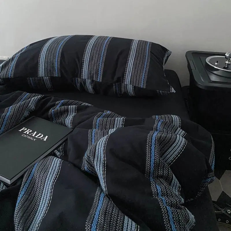 Bed Linen Duvet Cover Sheets Simple Style Four-piece Set Japanese Dormitory Bedding Single Student Cover Quilt Three-piece Set