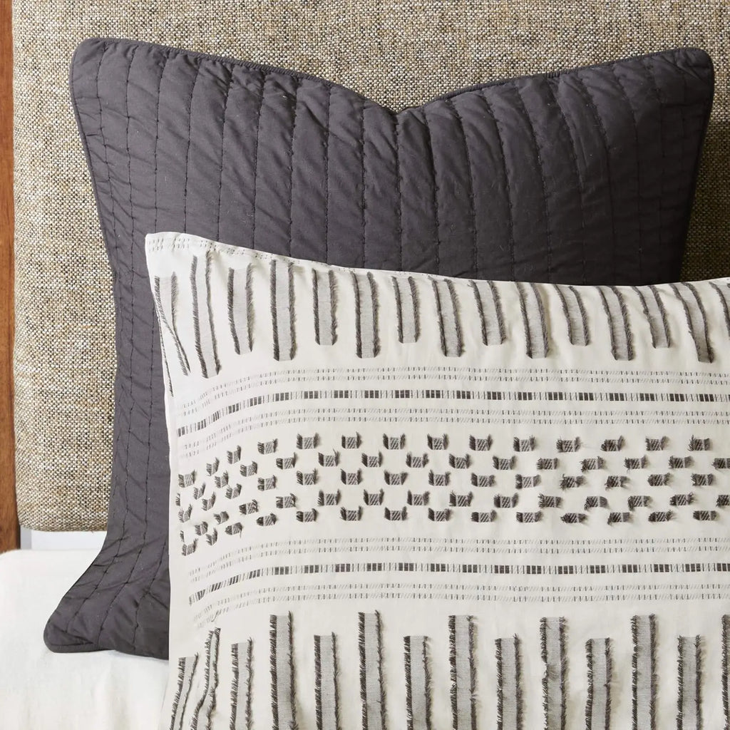 Luxury Cotton Bedding Set - Mid Century Geometric Design, All Season King Size Comforter with Shams