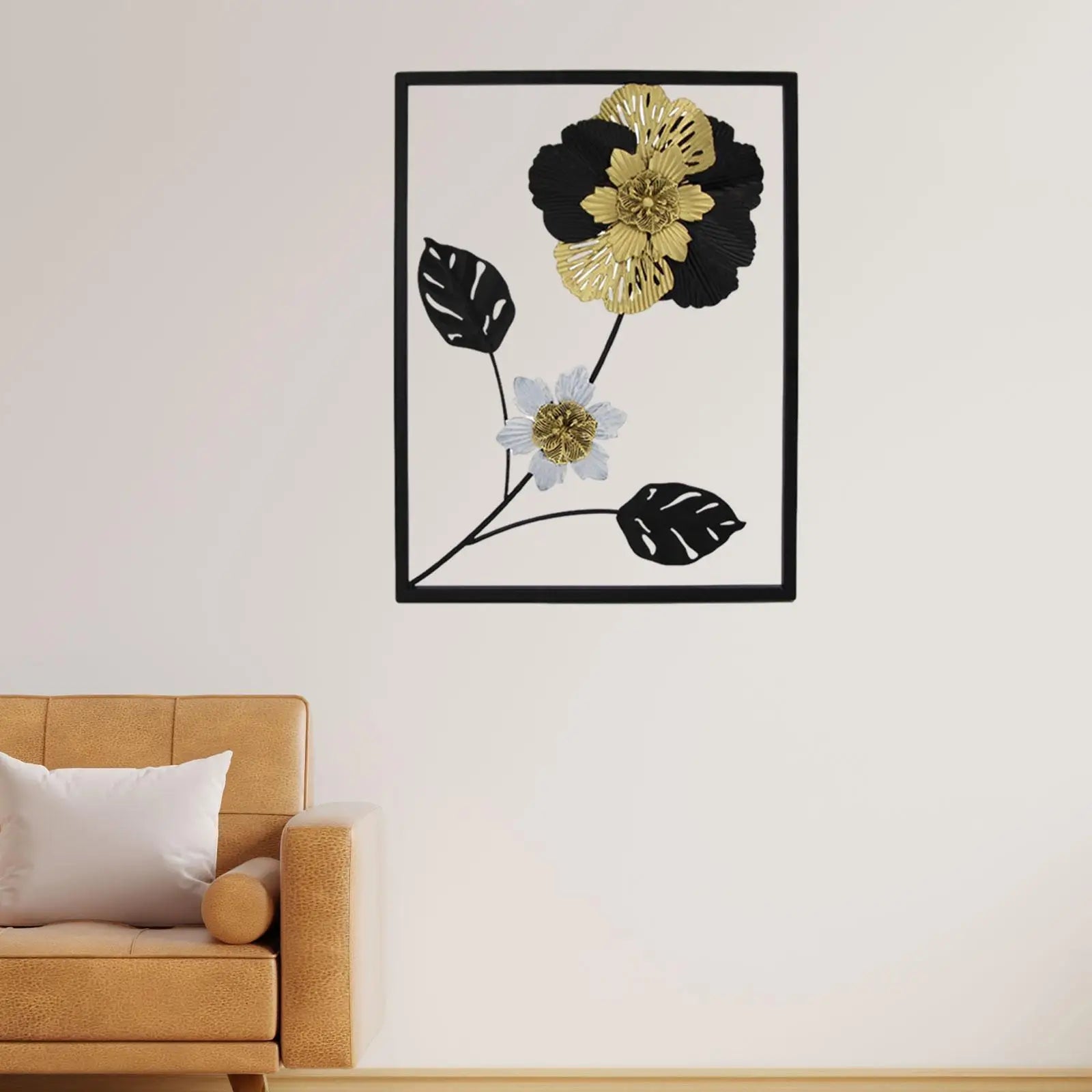 Black Flower Wall Art Bathroom Dining above Bed Hallway Garden Living Room Indoor Decorative Hotel Golden Floral Wall Art