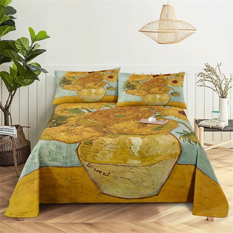 Bedroom Sheet Set Gorgeous Flowers Digital Printing Bedding Sheet Pillow Case Bedding Fashion Exquisite Printing Sheet