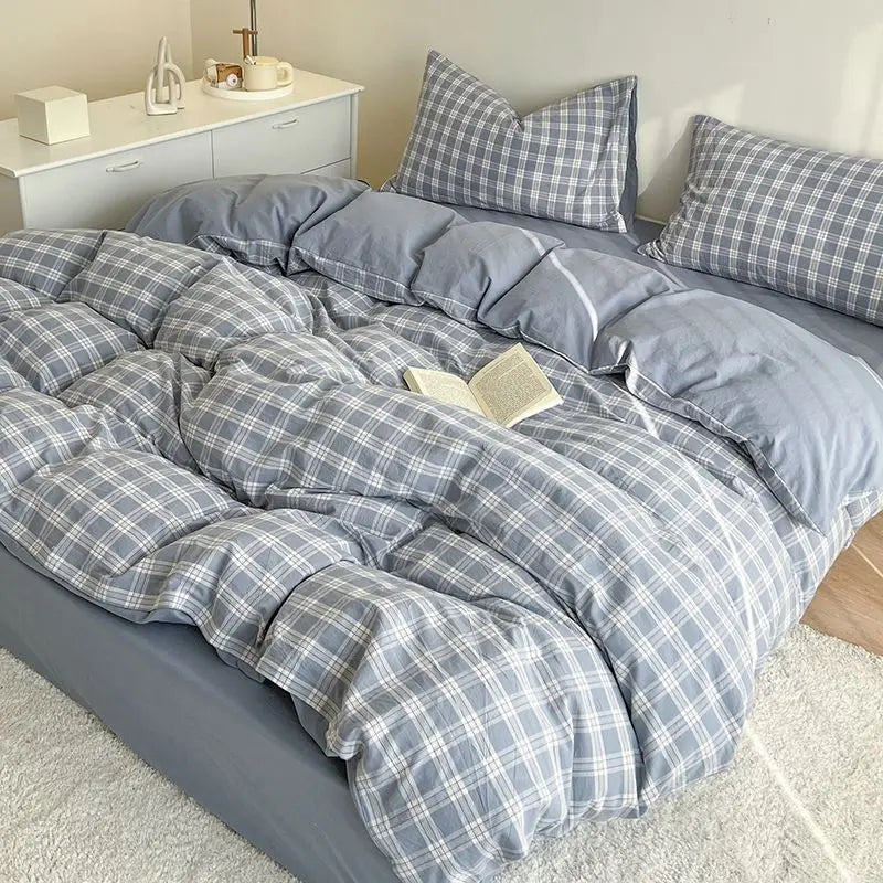 Bed Linen Duvet Cover Sheets Simple Style Four-piece Set Japanese Dormitory Bedding Single Student Cover Quilt Three-piece Set