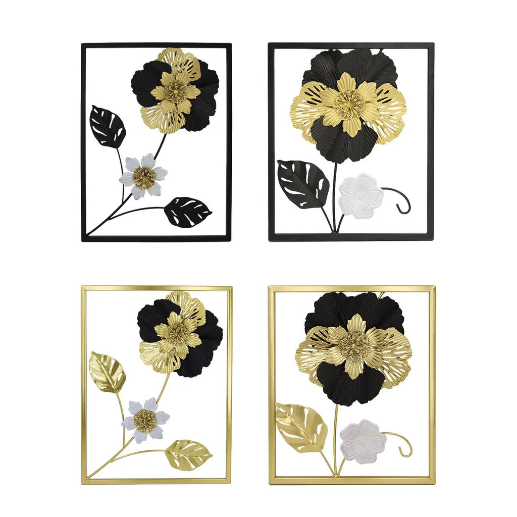 Golden Floral Wall Art Hotel Office Wedding Decoration Patio Bedroom Hallway Minimalist Line Garden Modern Wall Hanging Decor