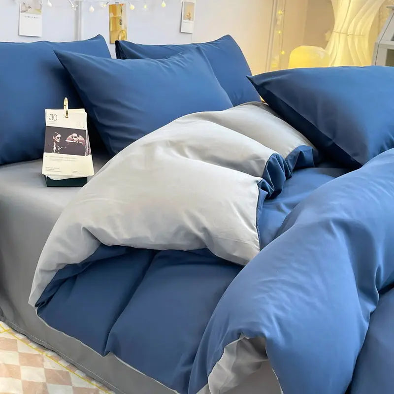 Bed Linen Duvet Cover Sheets Simple Style Four-piece Set Japanese Dormitory Bedding Single Student Cover Quilt Three-piece Set