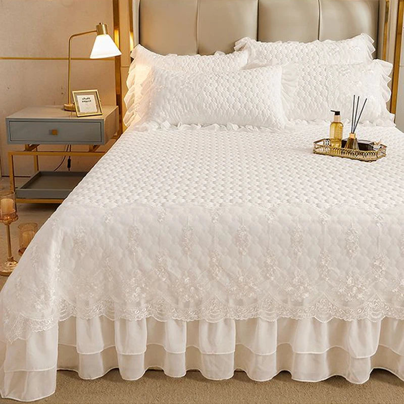 WOSTAR Quilted thicken white bed sheet summer bedspread couple 2 people bed linens luxury double bed bedding king size 180x200cm