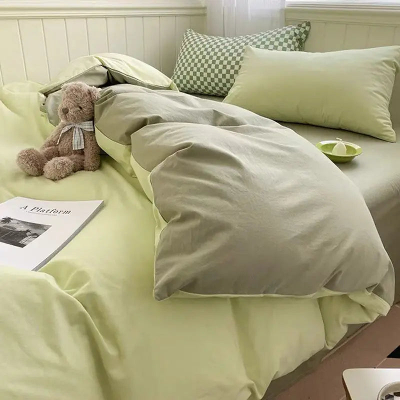 Bed Linen Duvet Cover Sheets Simple Style Four-piece Set Japanese Dormitory Bedding Single Student Cover Quilt Three-piece Set