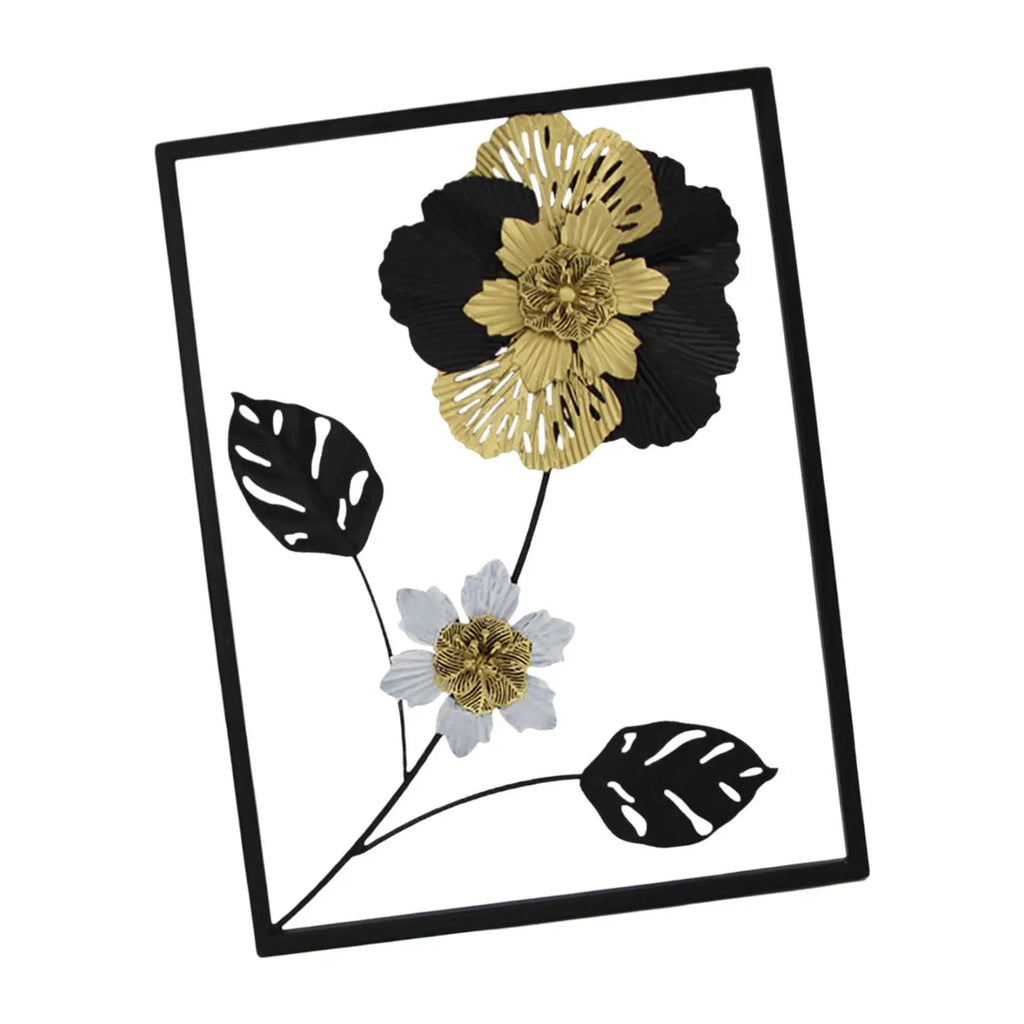 Black Flower Wall Art Bathroom Dining above Bed Hallway Garden Living Room Indoor Decorative Hotel Golden Floral Wall Art