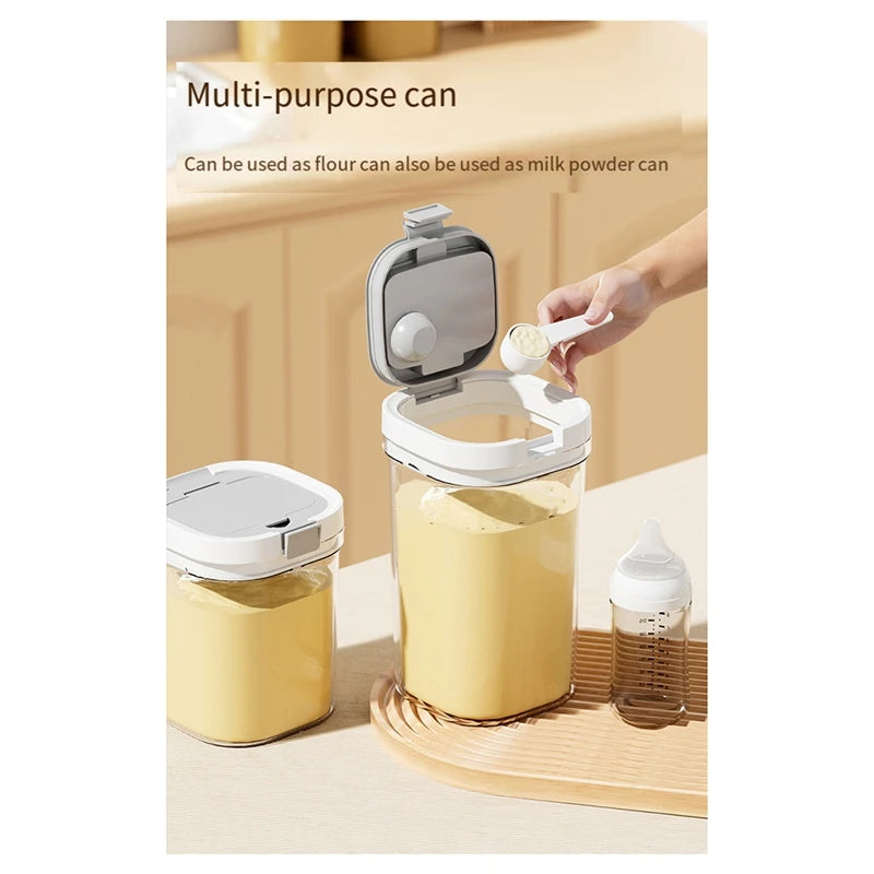 Plastic Canisters - UV- Kitchen Storage Jars with Free Spoon for Milk Powder & Food Sealing Large-A13G