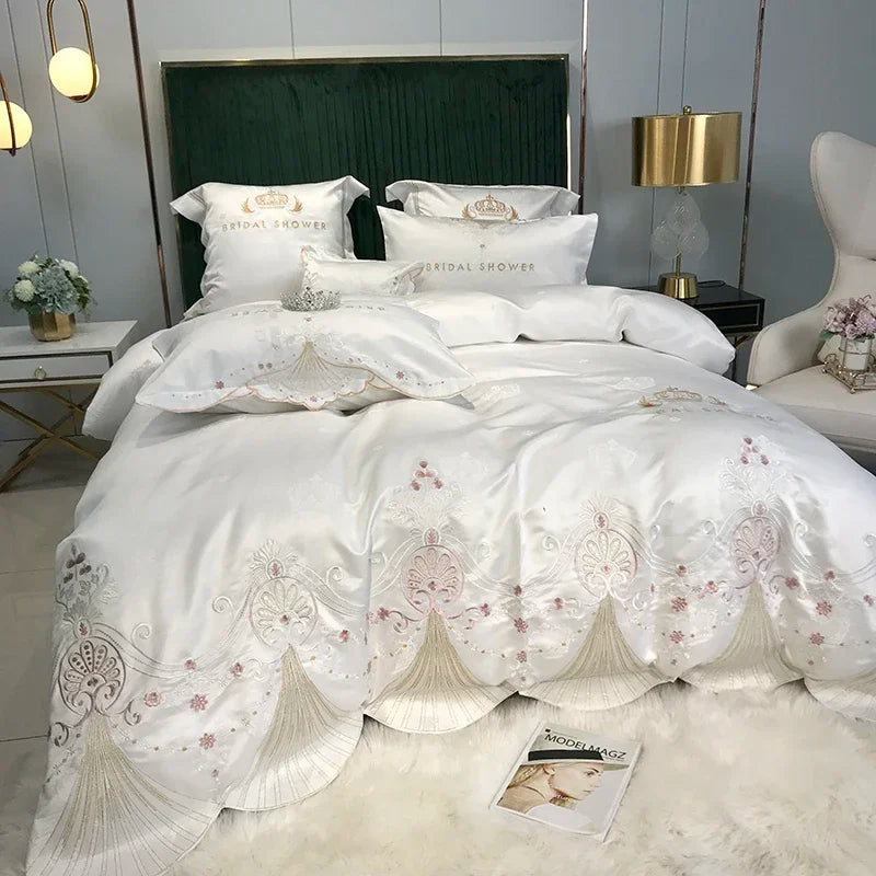 Euro Linens Bedding Set Cotton Duvet Cover Embroidery Sheet Bed Linen 2 Bedrooms Bed Cover Set Double Bed Sheet Quilt Cover