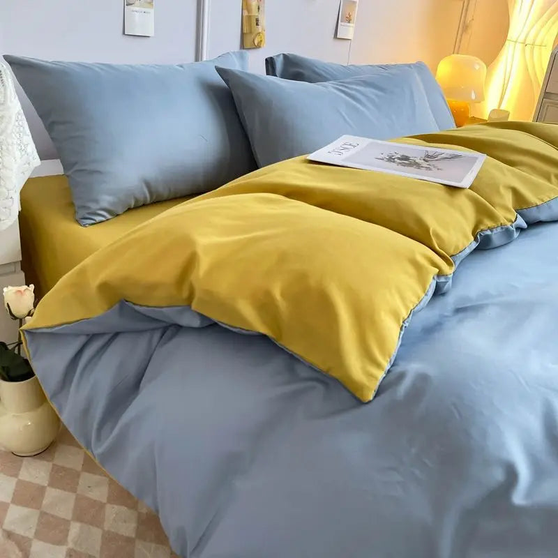 Bed Linen Duvet Cover Sheets Simple Style Four-piece Set Japanese Dormitory Bedding Single Student Cover Quilt Three-piece Set