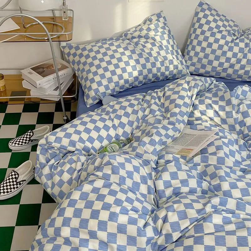 Bed Linen Duvet Cover Sheets Simple Style Four-piece Set Japanese Dormitory Bedding Single Student Cover Quilt Three-piece Set