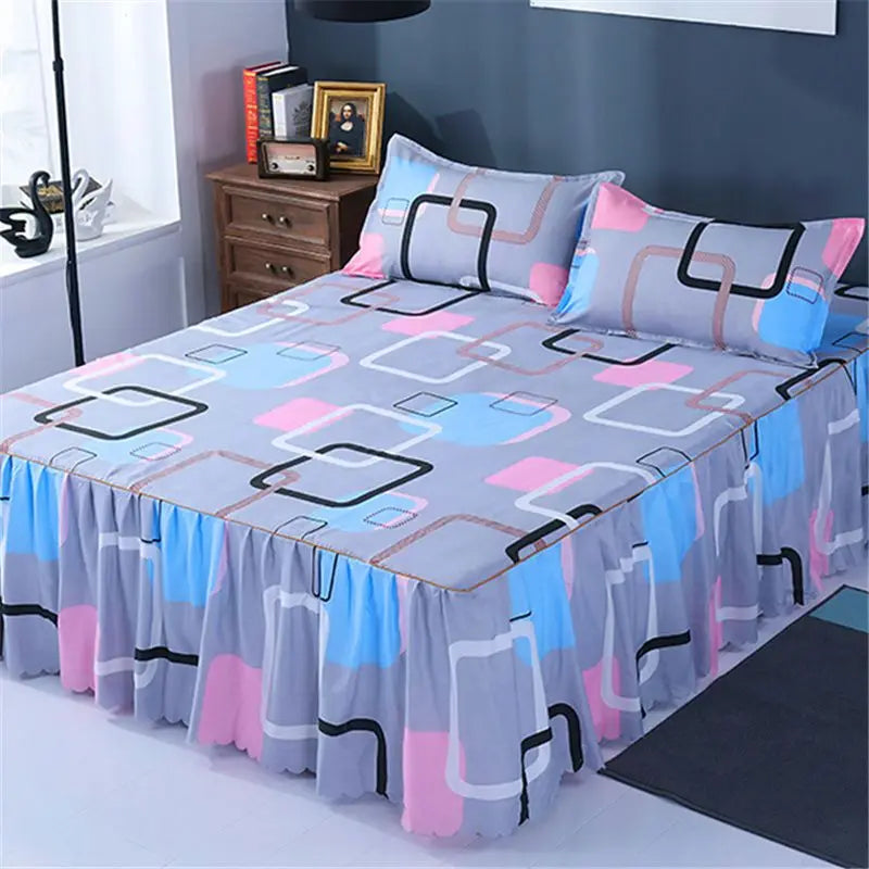 Bedding Set Home Textile Cotton Bedspread Elastic Fitted Mattress Cover Couple Quilt Single Bed Sheet with 2pcs Pillow Covers