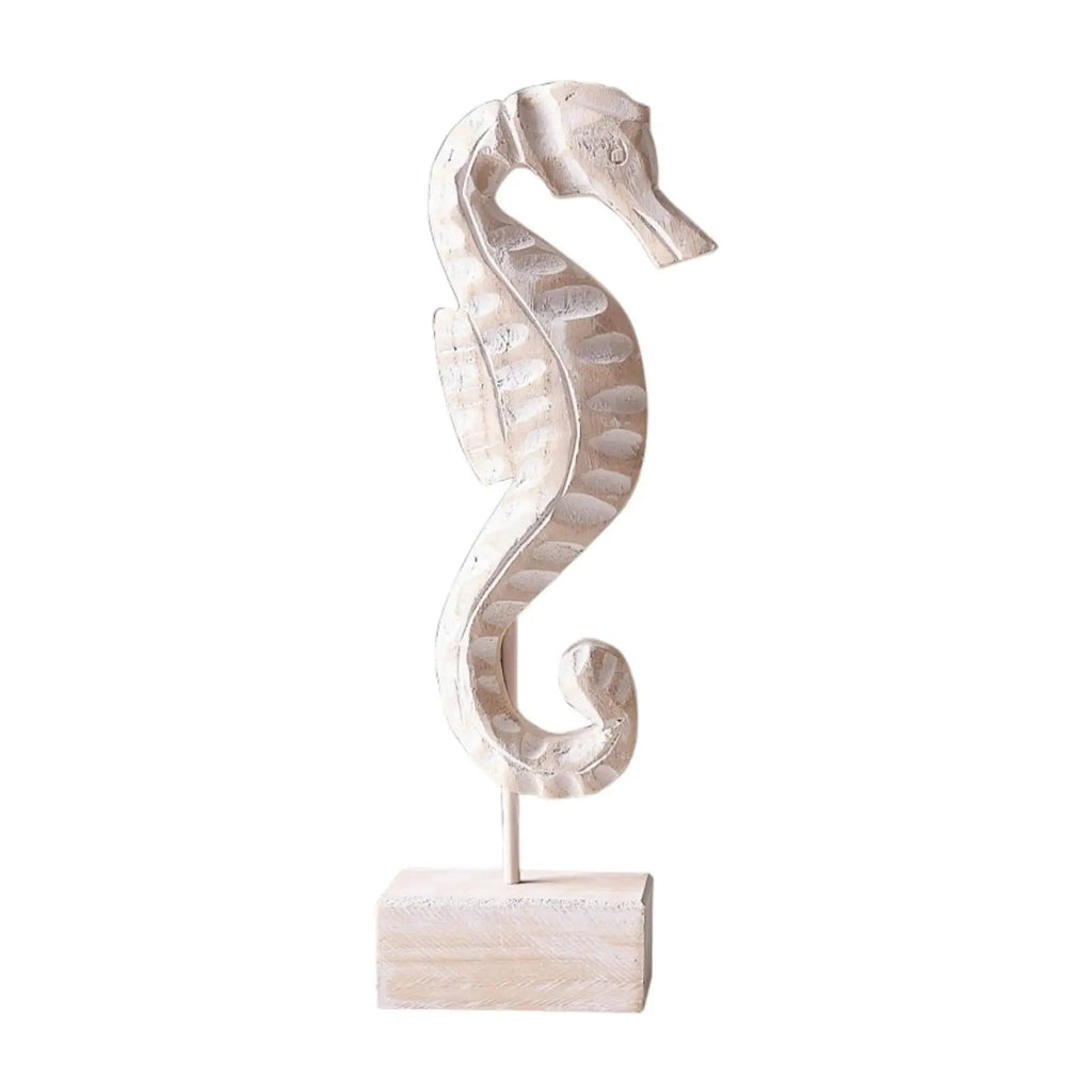 Wood Statue Beach Table Decor Handmade Decoration Accent Figurine Tabletop Statue for Home Office Kitchen Bedroom Mantel