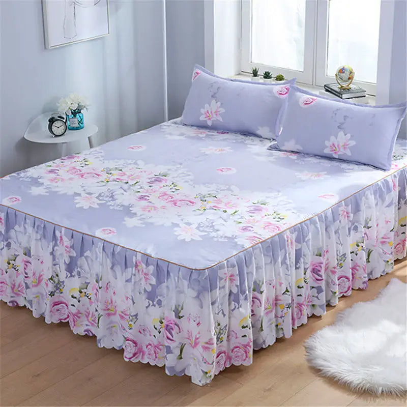 Bedding Set Home Textile Cotton Bedspread Elastic Fitted Mattress Cover Couple Quilt Single Bed Sheet with 2pcs Pillow Covers