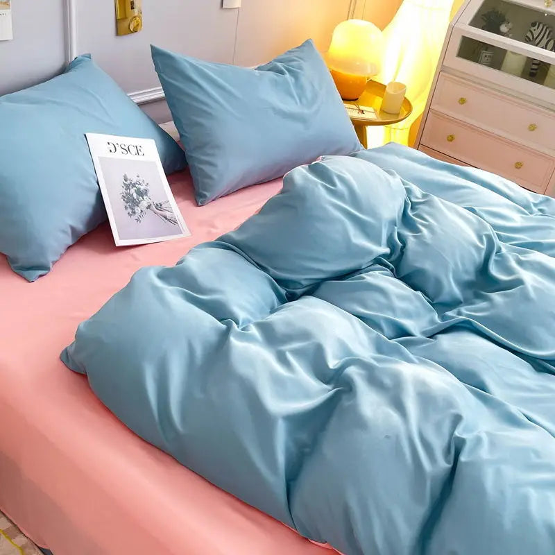 Bed Linen Duvet Cover Sheets Simple Style Four-piece Set Japanese Dormitory Bedding Single Student Cover Quilt Three-piece Set
