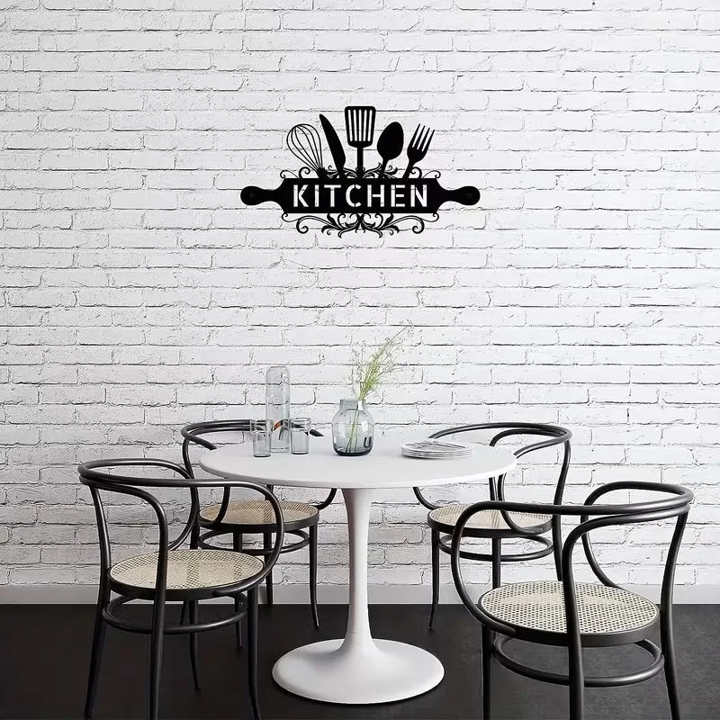 One Piece of Kitchen Wall Art for Hanging - Black Metal Sign for Farmhouse-Style Home Decor, Suitable for Kitchen/Dining RoomS