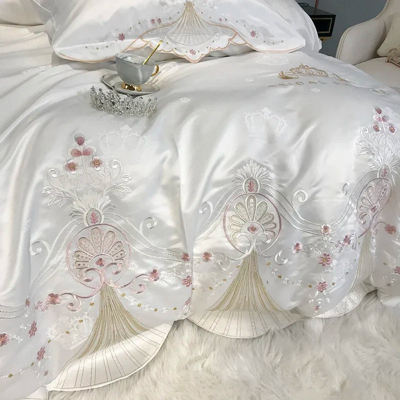 Euro Linens Bedding Set Cotton Duvet Cover Embroidery Sheet Bed Linen 2 Bedrooms Bed Cover Set Double Bed Sheet Quilt Cover