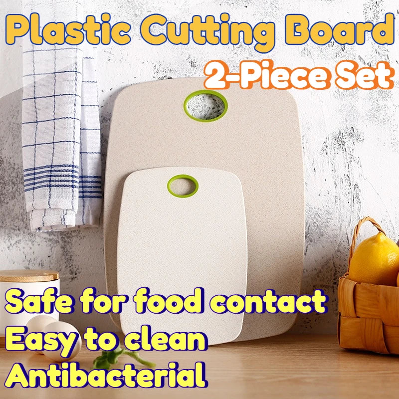 Plastic Cutting Board Wheat Straw Non Slip Easy To Clean Kitchen Chopping Home Knife Friendly Durable Antibacterial 2-Piece Set