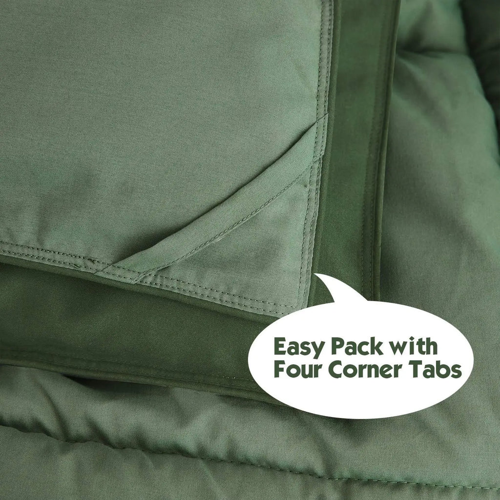 Green King Size Comforter Set - Reversible, All Season, Breathable & Soft Microfiber Bedding with Pillow Shams