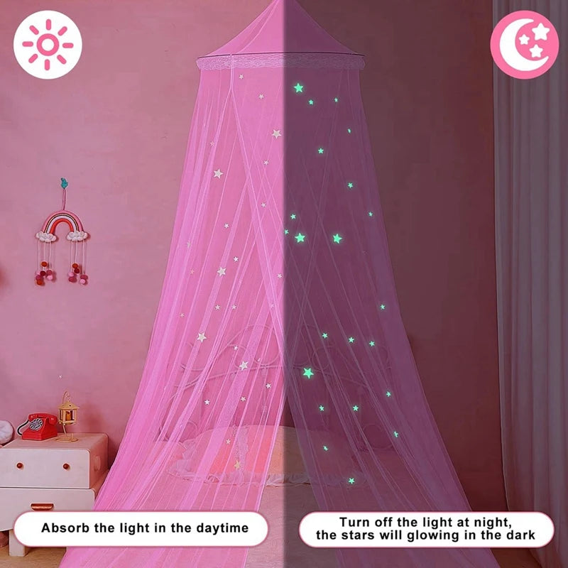 Bed Canopy for Girls Room Bed Canopy Curtains with Led Lights Mosquito Net DIY Princess Room Decor with Butterflies