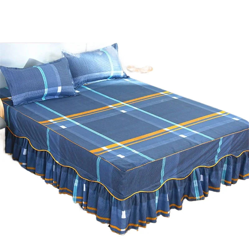 Bedding Set Home Textile Cotton Bedspread Elastic Fitted Mattress Cover Couple Quilt Single Bed Sheet with 2pcs Pillow Covers