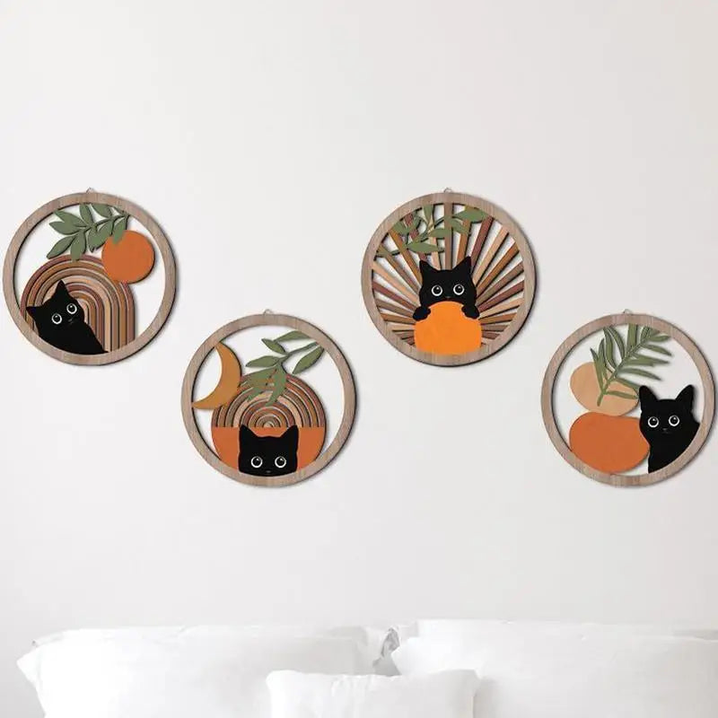 Bohemian Wall Decor 4X Moon And Sun Wood Signs Aesthetic Bedroom Decoration Farmhouse Geometric Hangings 10x10 Inches For Living