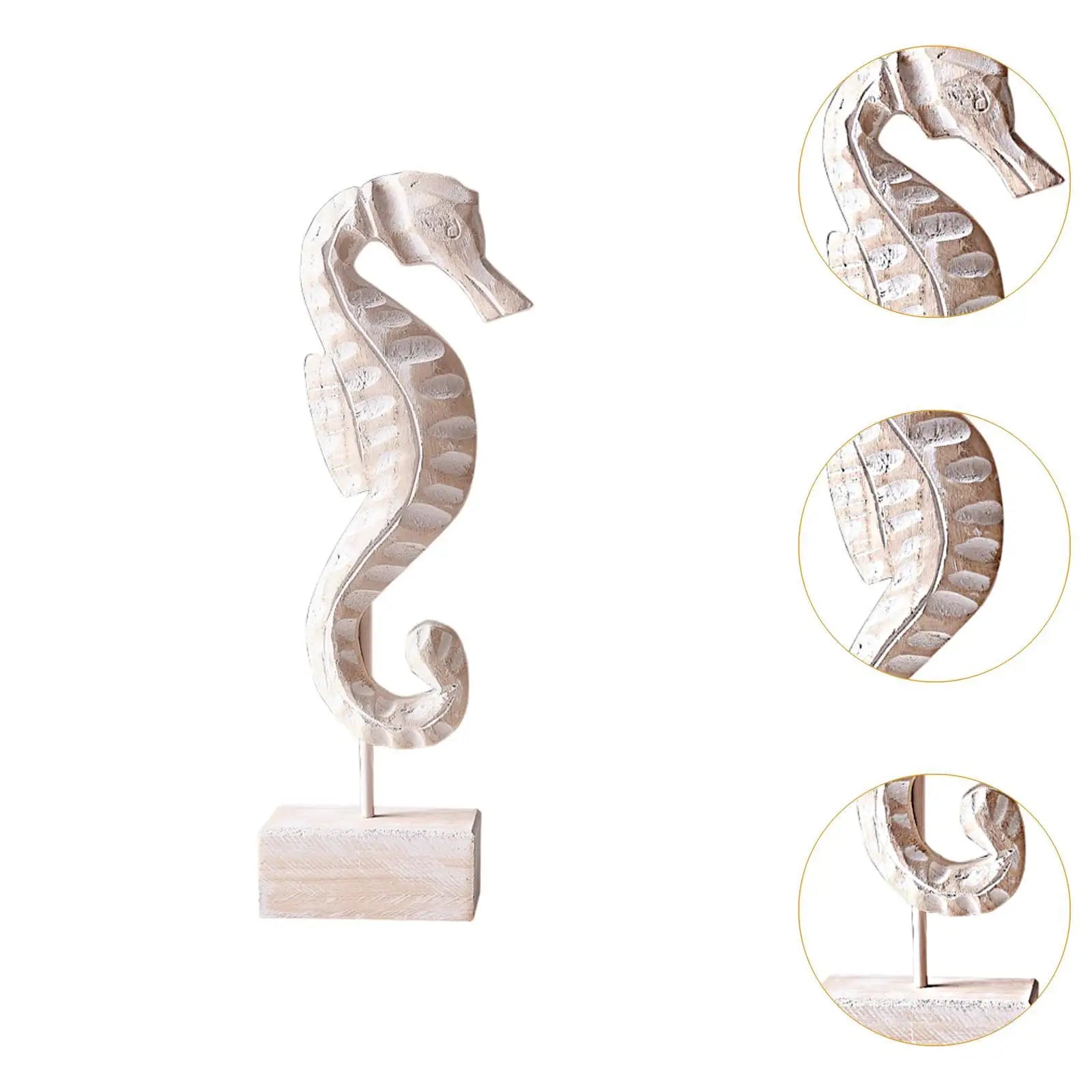 Wood Statue Beach Table Decor Handmade Decoration Accent Figurine Tabletop Statue for Home Office Kitchen Bedroom Mantel