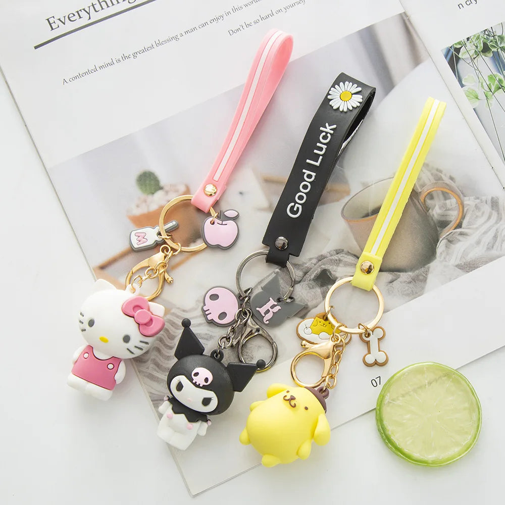 Kawaii Bag Pendant Melody Sanrio Keychain Kuromi Keyring Cinnamoroll Women Christmas gifts Hello Kitty Toy Doll