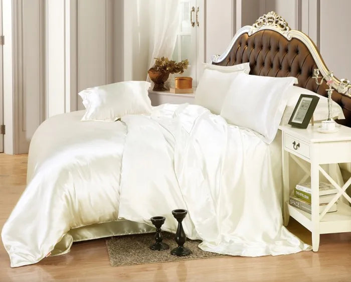 Satin Black Bedding Set With Duvet Cover Bed Sheet Pillow Cover Luxury Satin Bedding Bed Linen King Queen Twin Size