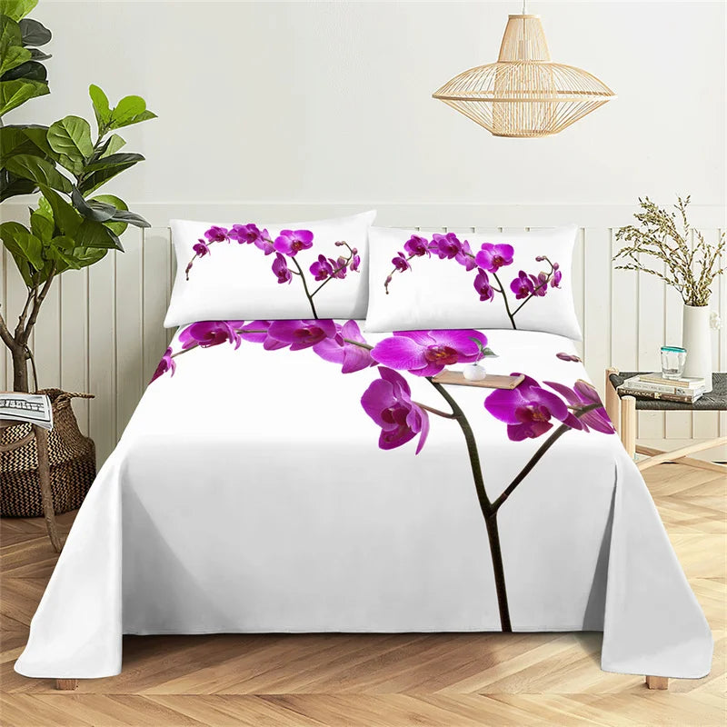 Bedroom Sheet Set Gorgeous Flowers Digital Printing Bedding Sheet Pillow Case Bedding Fashion Exquisite Printing Sheet