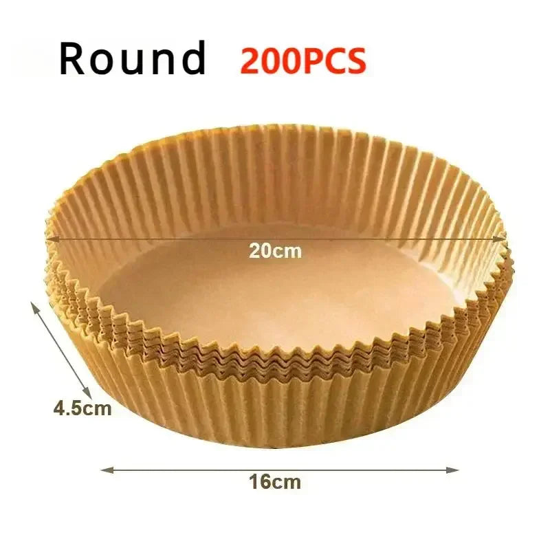 Air Fryer Paper Disposable Airfrying Baking Paper Round Square Air Fryer Liners Non-Stick Air Fryer Disposable Paper 50/100pcs