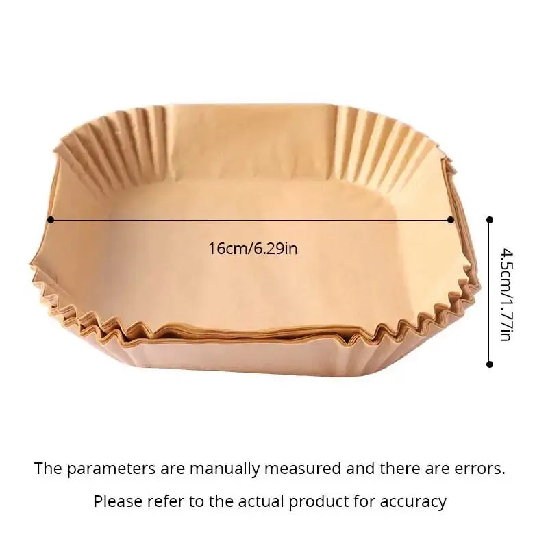 Air Fryer Paper Disposable Airfrying Baking Paper Round Square Air Fryer Liners Non-Stick Air Fryer Disposable Paper 50/100pcs