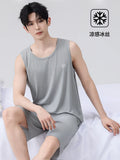 Men's Suit Men Clothing Homewear Sweatshirt Sportswear Pajama Set Tops Summer Ice Silk New Casual Pants Y2K Sports Set Wholesale