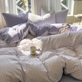 Pure Washed Cotton Stripe Style Bedding Set Simple Ins Duvet Cover Set Ultra Soft Comfortable Bed Sheet Set Bed Linen Pillowcase