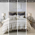 Luxury Cotton Bedding Set - Mid Century Geometric Design, All Season King Size Comforter with Shams