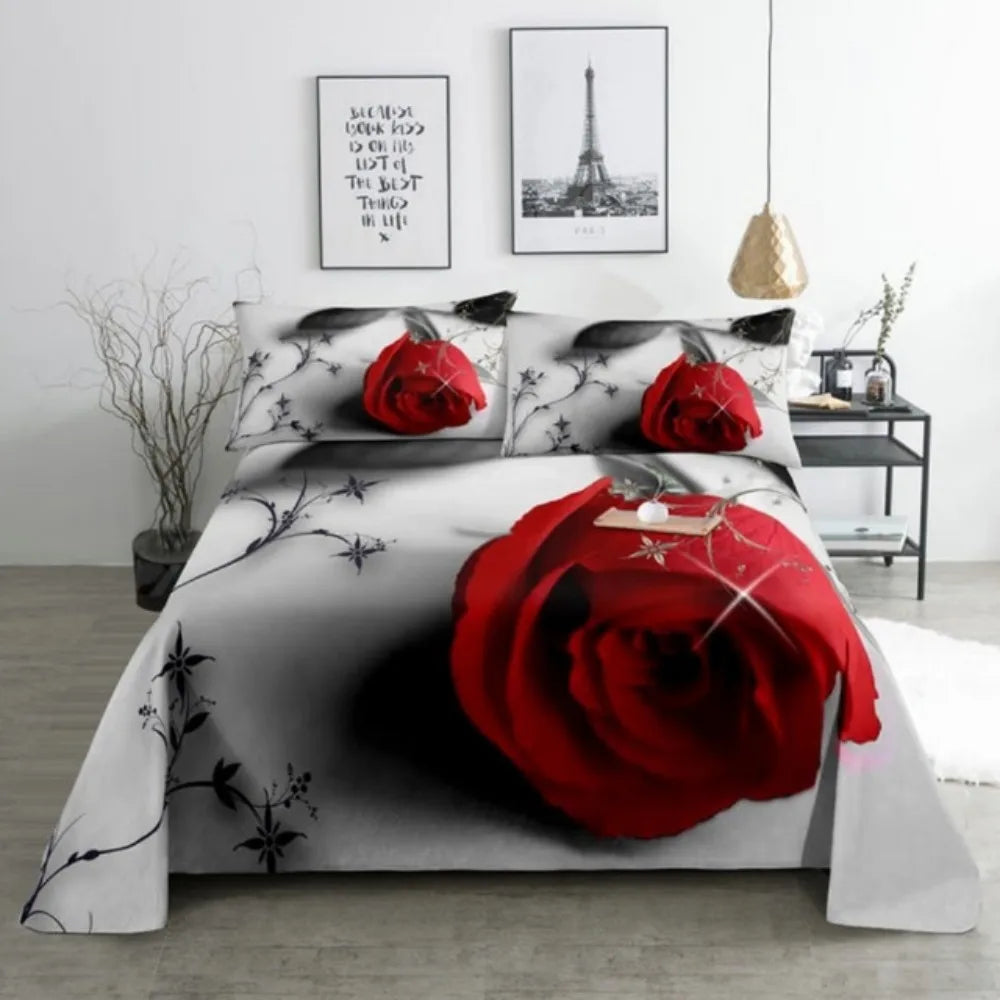 Bedroom Sheet Set Gorgeous Flowers Digital Printing Bedding Sheet Pillow Case Bedding Fashion Exquisite Printing Sheet