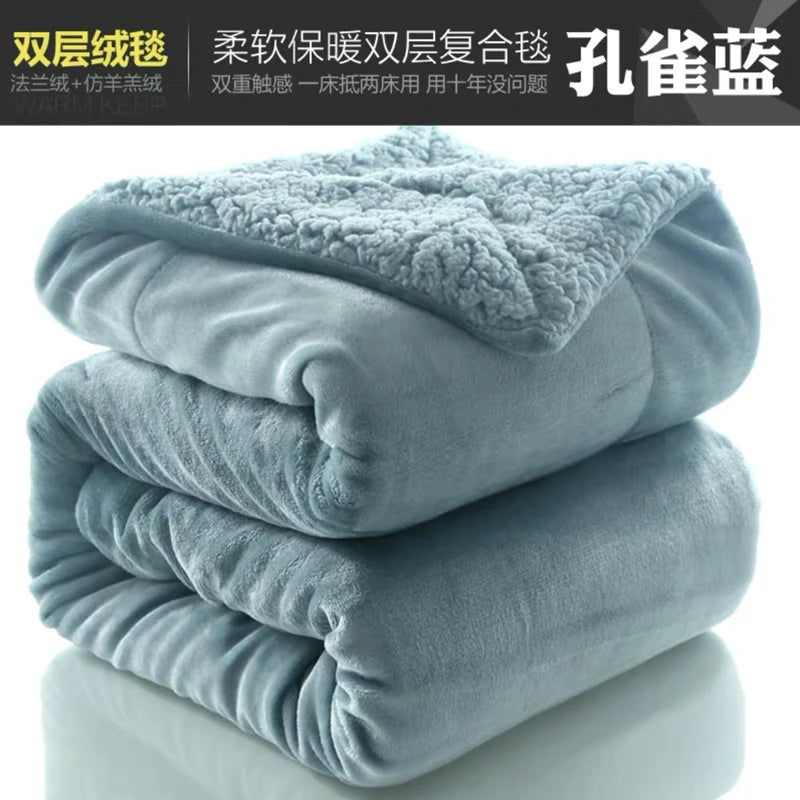 Winter Thick Warm Fleece Blanket bedroom quilts Sofa Nap blanket Home bedding comforter Washable Lamb wool blanket quilts