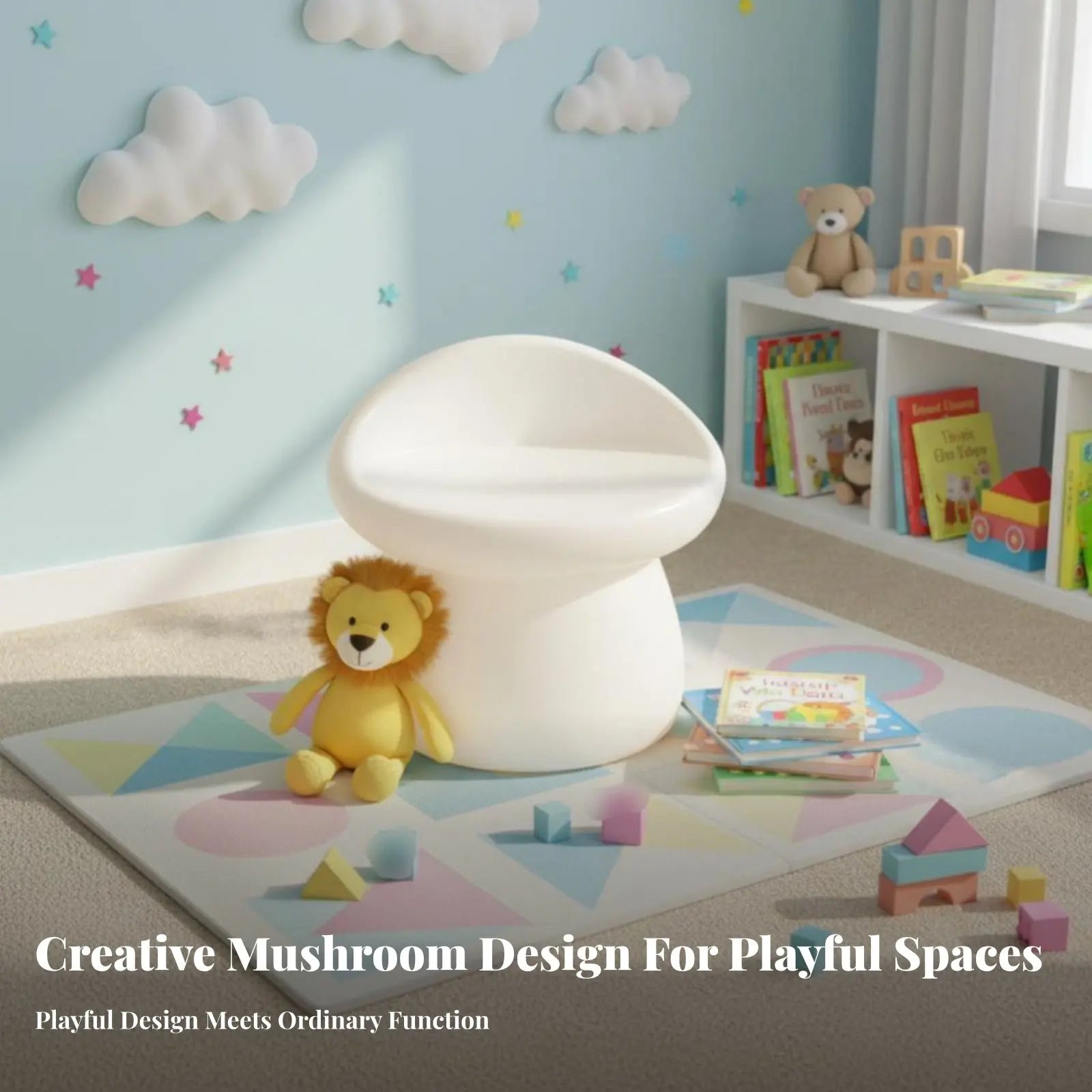 Mushroom-Shaped Stool Housewarming Gift Mushroom-Shaped Ottoman Decorative Creative Design for Adults, Entryway, Bedroom, Office