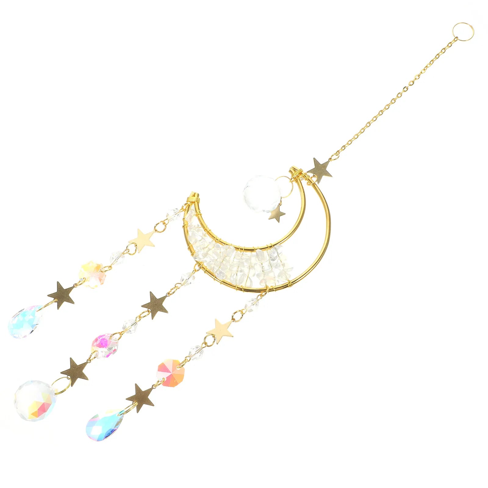 Moon Shaped Glass Hanging Suncatcher for Windows Home Bedroom Garden Decor Sun Catcher Ornament Gift for Women Rainbow Glass