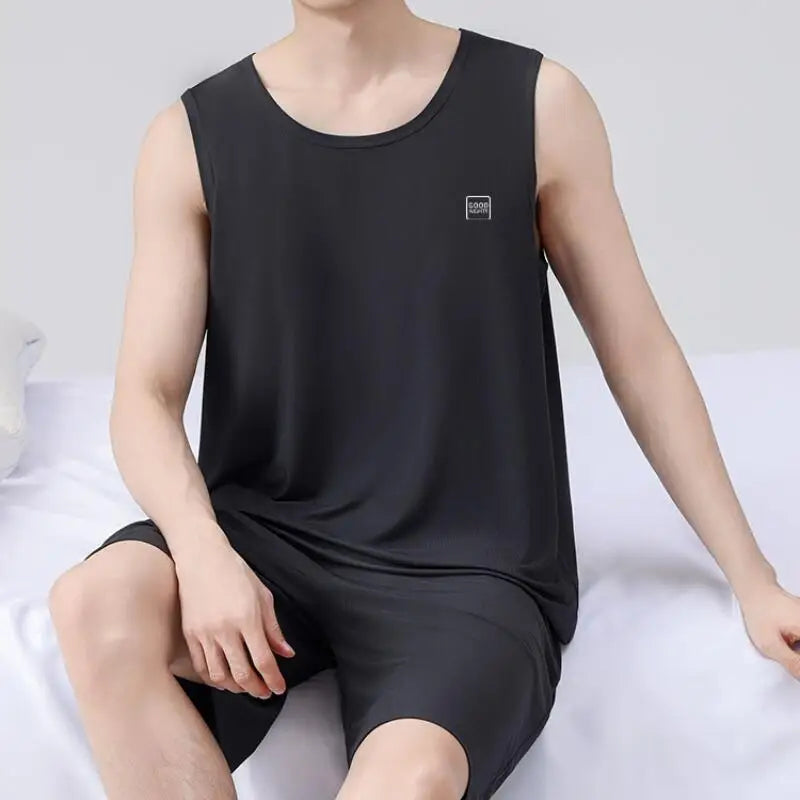 Men's Suit Men Clothing Homewear Sweatshirt Sportswear Pajama Set Tops Summer Ice Silk New Casual Pants Y2K Sports Set Wholesale