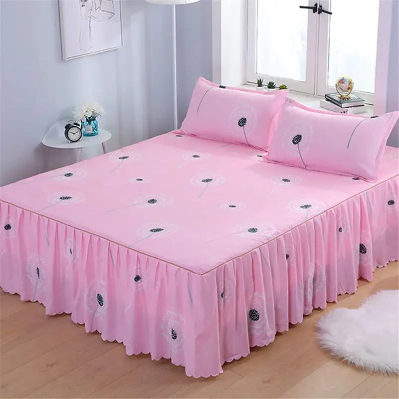 Bedding Set Home Textile Cotton Bedspread Elastic Fitted Mattress Cover Couple Quilt Single Bed Sheet with 2pcs Pillow Covers