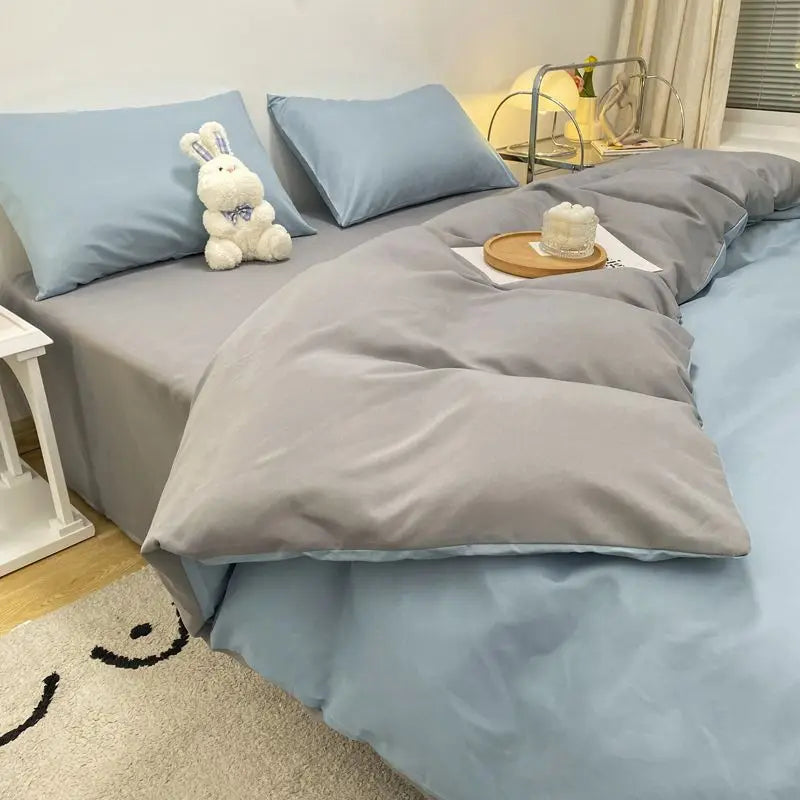 Bed Linen Duvet Cover Sheets Simple Style Four-piece Set Japanese Dormitory Bedding Single Student Cover Quilt Three-piece Set