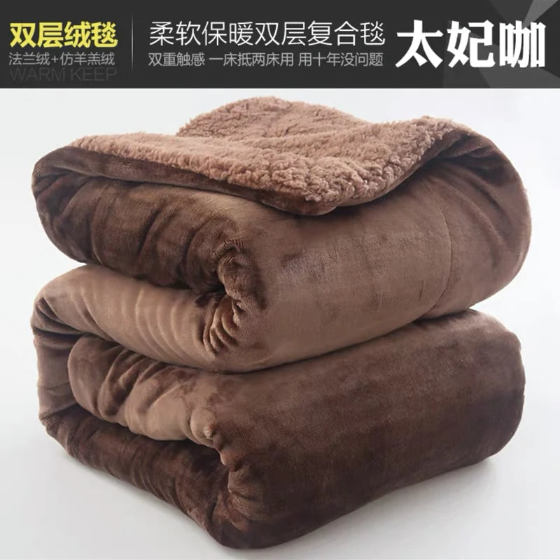 Winter Thick Warm Fleece Blanket bedroom quilts Sofa Nap blanket Home bedding comforter Washable Lamb wool blanket quilts