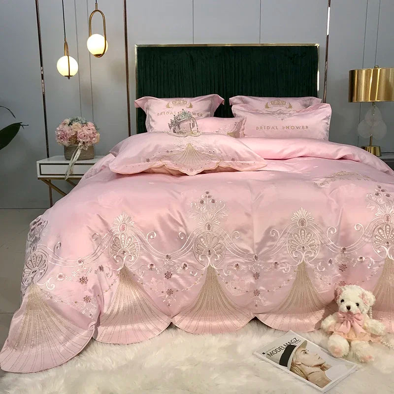 Euro Linens Bedding Set Cotton Duvet Cover Embroidery Sheet Bed Linen 2 Bedrooms Bed Cover Set Double Bed Sheet Quilt Cover