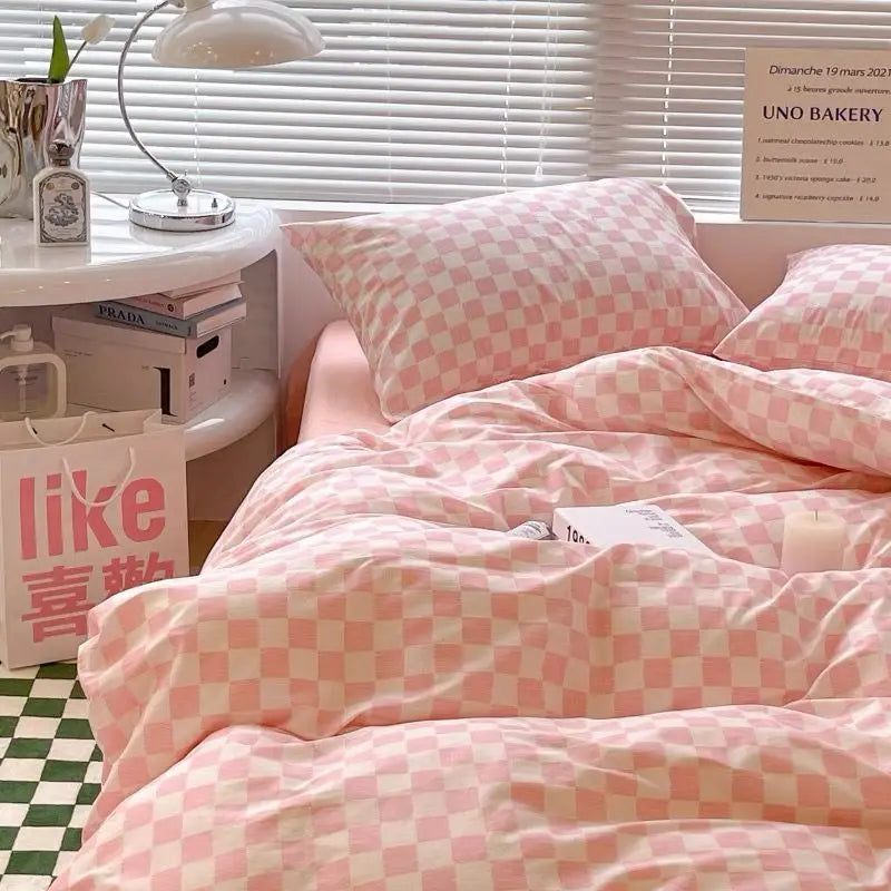 Bed Linen Duvet Cover Sheets Simple Style Four-piece Set Japanese Dormitory Bedding Single Student Cover Quilt Three-piece Set