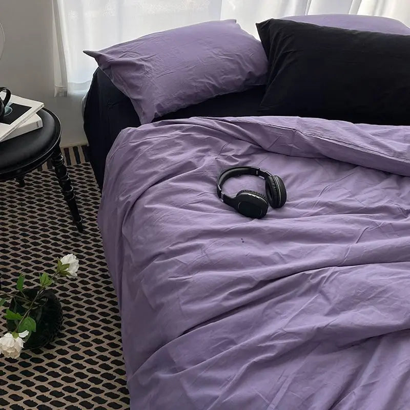 Bed Linen Duvet Cover Sheets Simple Style Four-piece Set Japanese Dormitory Bedding Single Student Cover Quilt Three-piece Set
